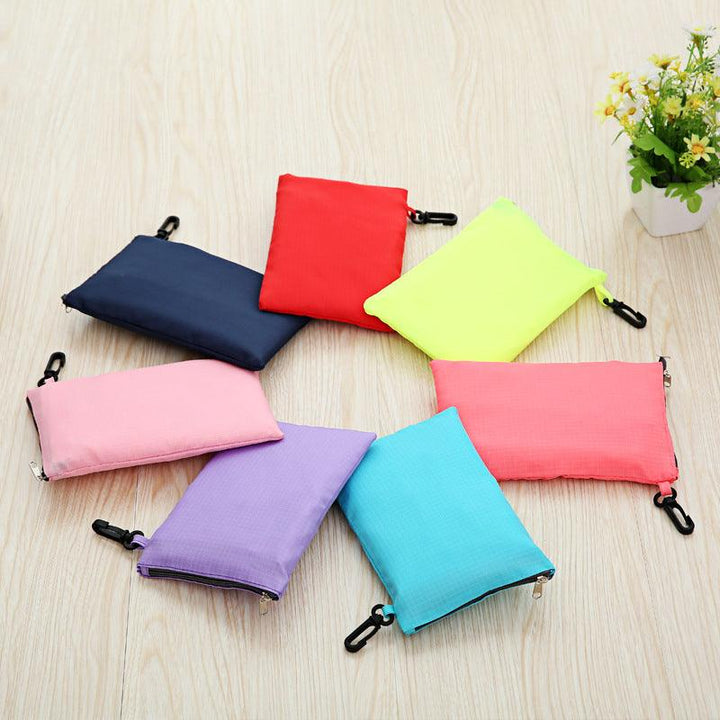 Solid Polyester Waterproof Shopping Bag Reusable Foldable Tote Shoulder Bag - MRSLM