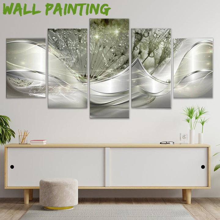 5pcs Hanging Painting Light Green Canvas Wall Art Print Painting home decor abstract Wall Art Picture Decoration - MRSLM