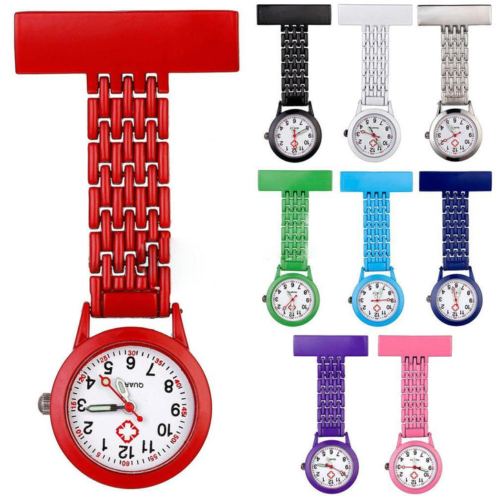 Stylish Metal Clip-on Pocket Quartz Analog Brooch Medical Nurse Fob Watch Gift - MRSLM