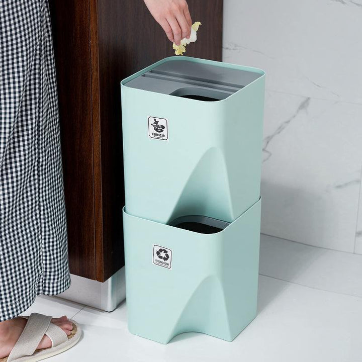 Kitchen Trash Can Recycle Bin Stacked Sorting Trash Bin Household Dry And Wet Separation Waste Bin Rubbish Bin for Bathroom - MRSLM