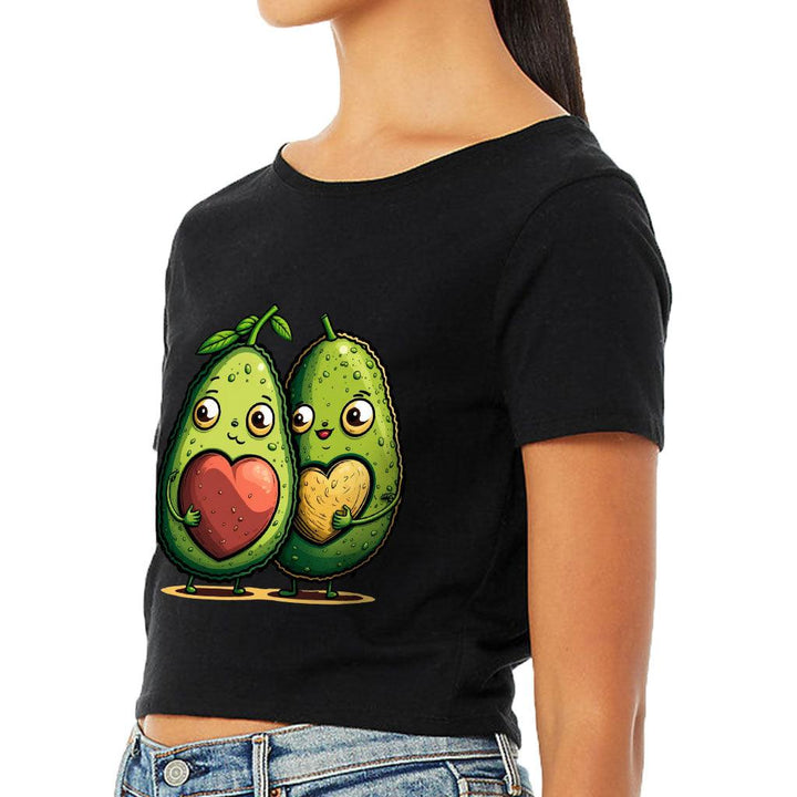 Avocado Women's Cropped T-Shirt - Love Couple Crop Top - Graphic Cropped Tee - MRSLM