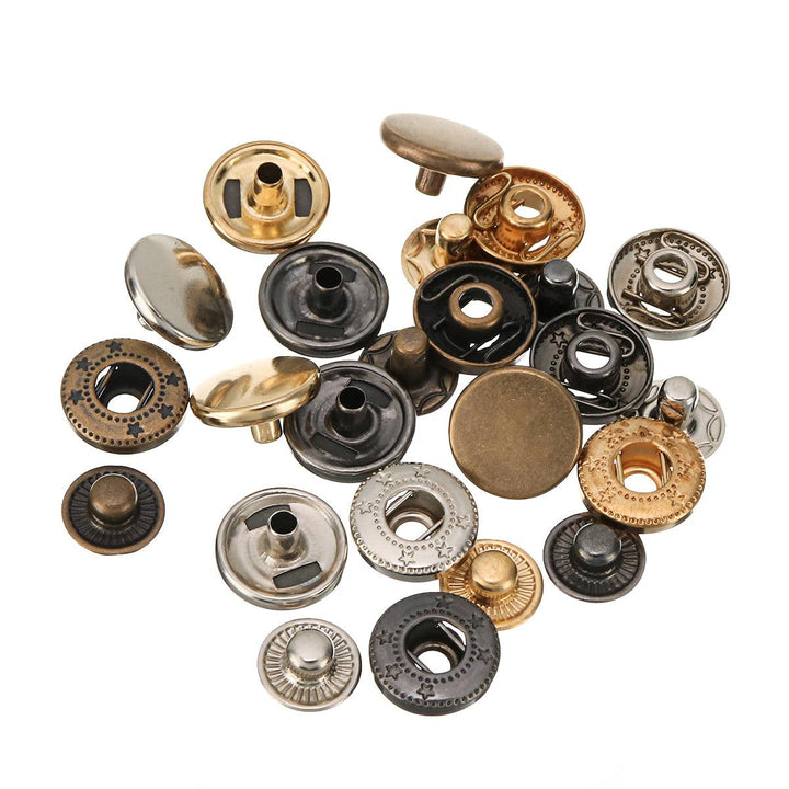 40/100 Set Rivets DIY Leather Craft Fasteners Buttons Copper Press Studs Silver Bronze Rivets With Tools - MRSLM