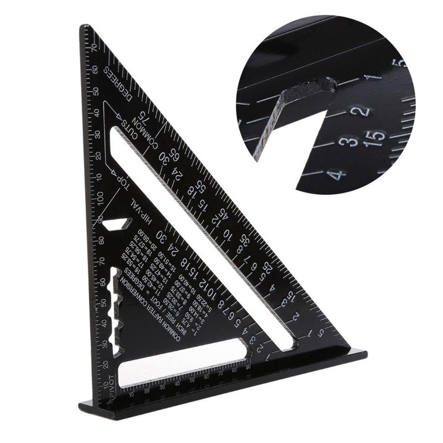 7 Inch Aluminum Triangle Ruler Speed Square Rafter Angle Miter Protractor Measuring - MRSLM