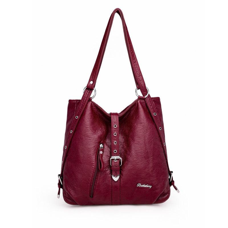 Washed Soft Leather Women's Large-capacity Handbag - MRSLM