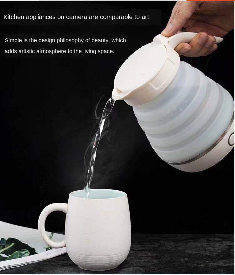 Foldable Kettle Stainless Steel Electric Silicone Kettle Traveller Kettle Portable (White US 220V) - MRSLM