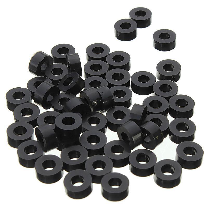 Suleve 200Pcs Flat Nylon Washer Black Round Spacer Washer Standoff Fastener Hardware 7*4*L - MRSLM