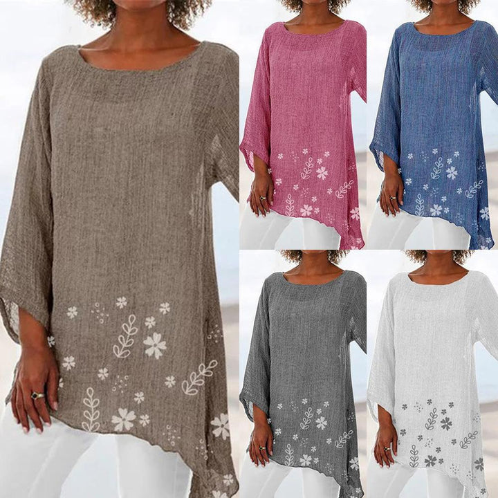 Small floral print round neck long sleeve - MRSLM