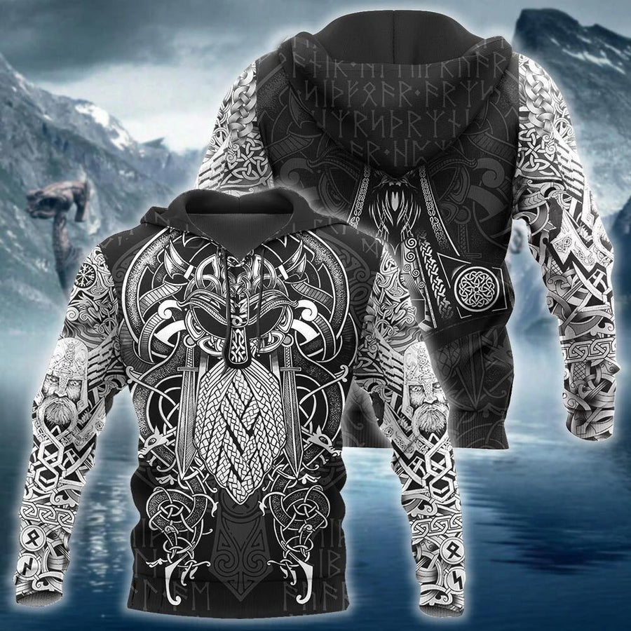 Viking Odin Best Viking Tattoo 3D Hoodies Men/women Hipster Streetwear Outfit - MRSLM