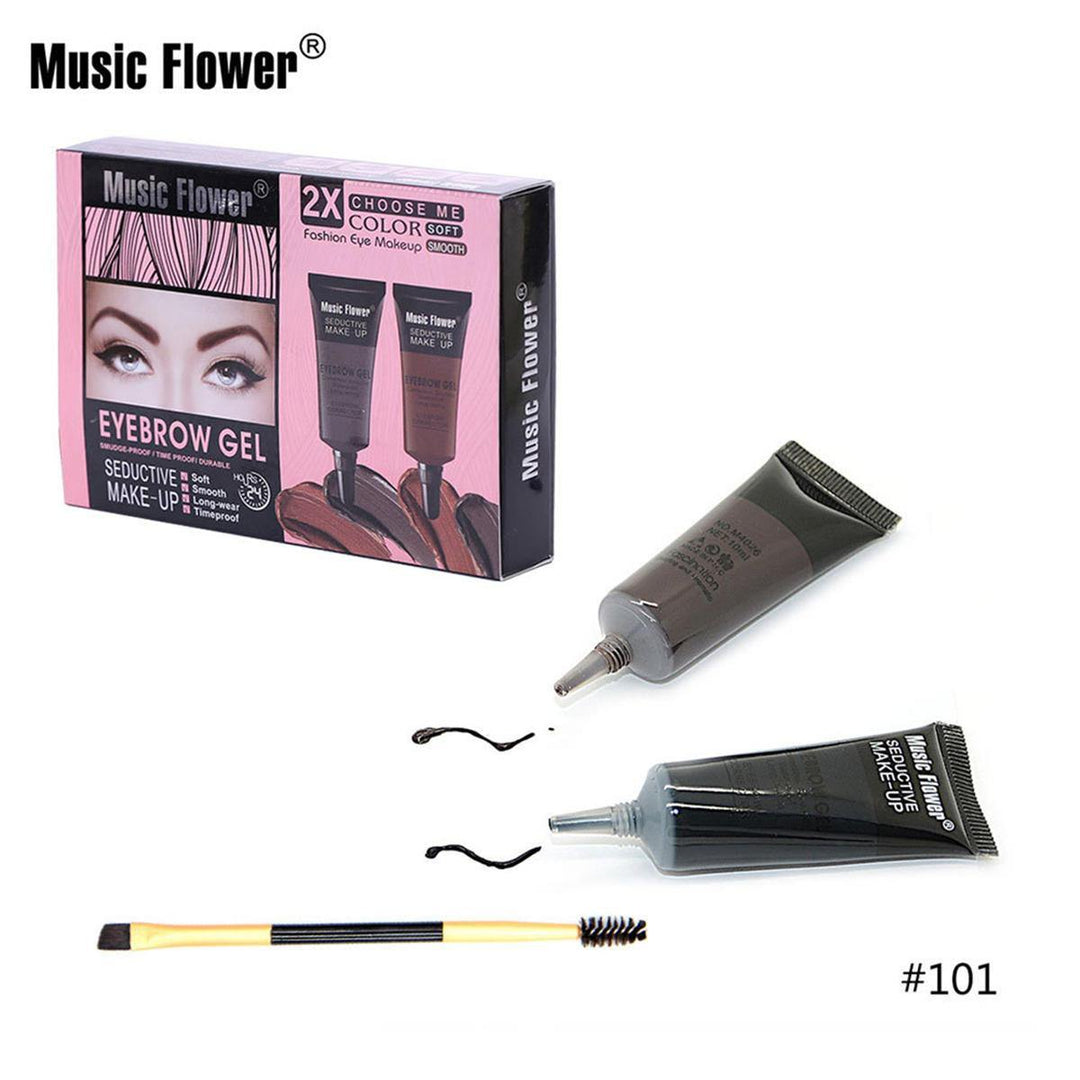 Music Flower 2 Color Eyebrow Gel Eye Brow Enhancers Waterproof Makeup Brush Set - MRSLM