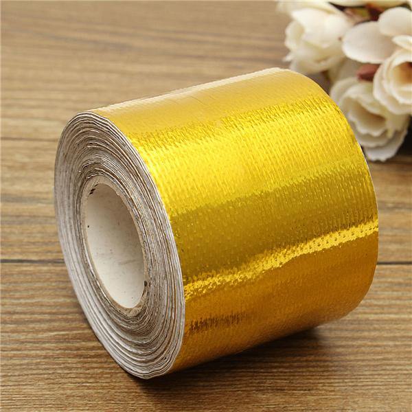 9mx5cm Adhesive Reflective Gold High Temperature Heat Shield Wrap Tape Roll - MRSLM