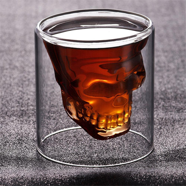 1Pcs Double Glass Skull Cup 75/150/250ml Transparent Milk Tea Coffee Water Mug Drinks Glass Reusable Tool Bar Accessories - MRSLM