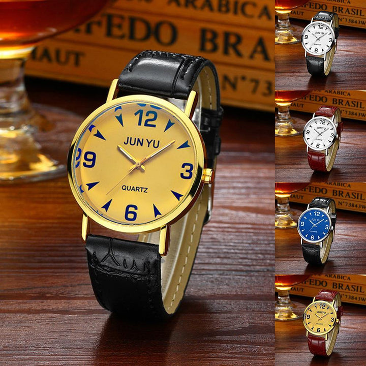 Classic Men Business Faux Leather Band Quartz Luxury Analog Sports Wrist Watch - MRSLM