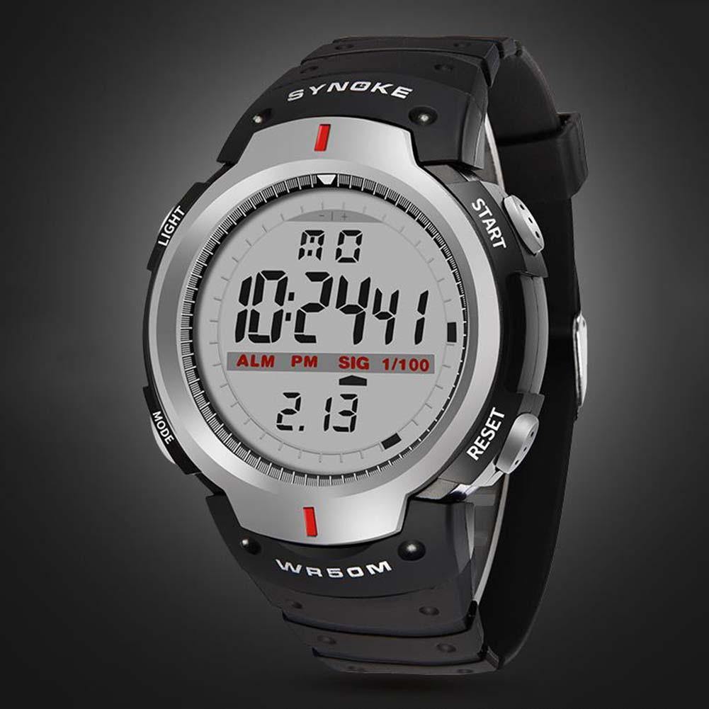 Fashion Men Outdoor Sport Luminous Week Date Alarm Digital Wrist Watch - MRSLM