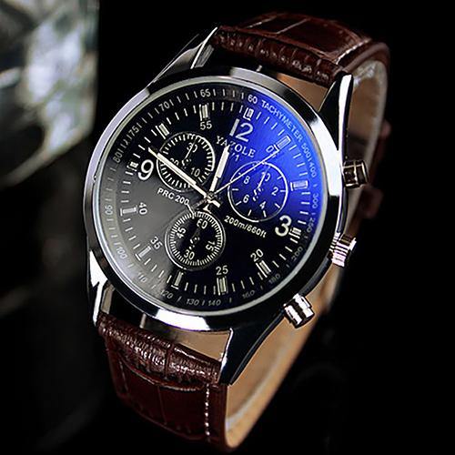 Unisex Military Business Stainless Steel Case Faux Leather Analog Quartz Watch - MRSLM