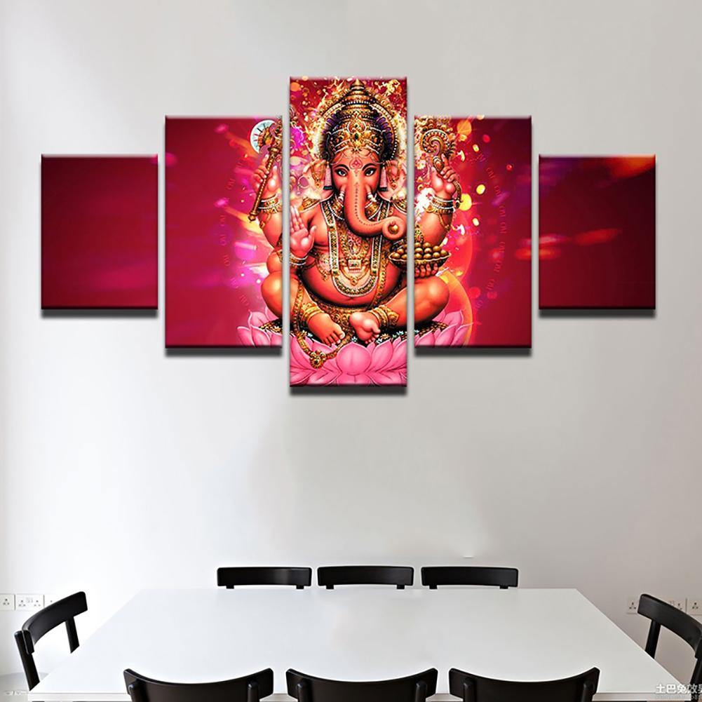 5Pcs Elephant God Ganesha Printing Pictures Painting Wall Art Home Decoration - MRSLM