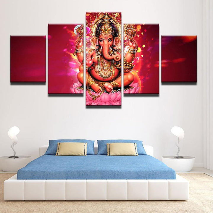 5Pcs Elephant God Ganesha Printing Pictures Painting Wall Art Home Decoration - MRSLM