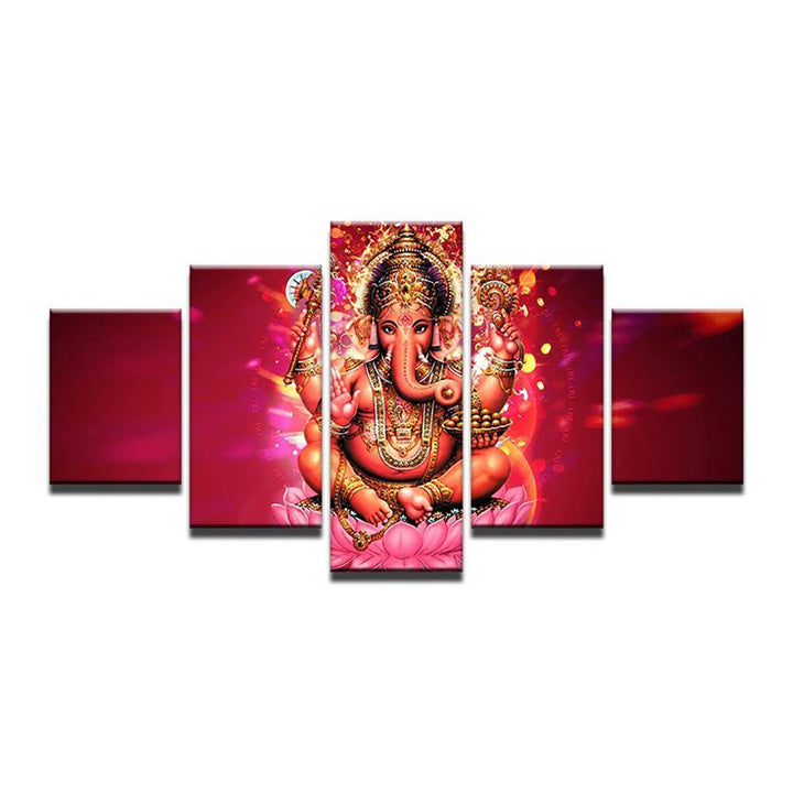 5Pcs Elephant God Ganesha Printing Pictures Painting Wall Art Home Decoration - MRSLM