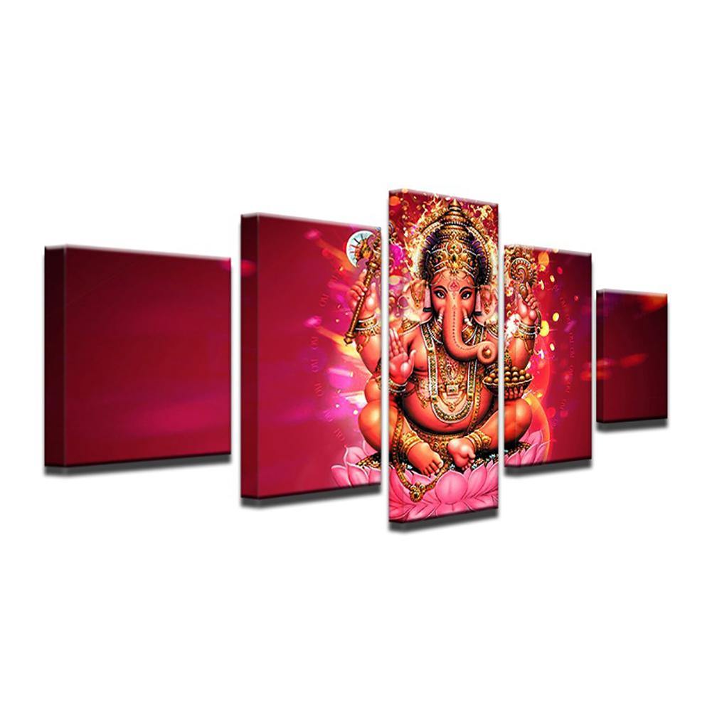 5Pcs Elephant God Ganesha Printing Pictures Painting Wall Art Home Decoration - MRSLM