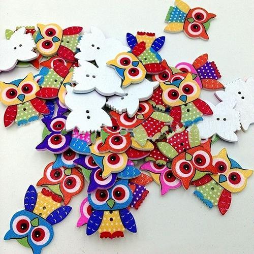 20Pcs 2 Holes Cartoon Owl Pattern Wooden Buttons For Sewing Sewing DIY Scrapbook - MRSLM