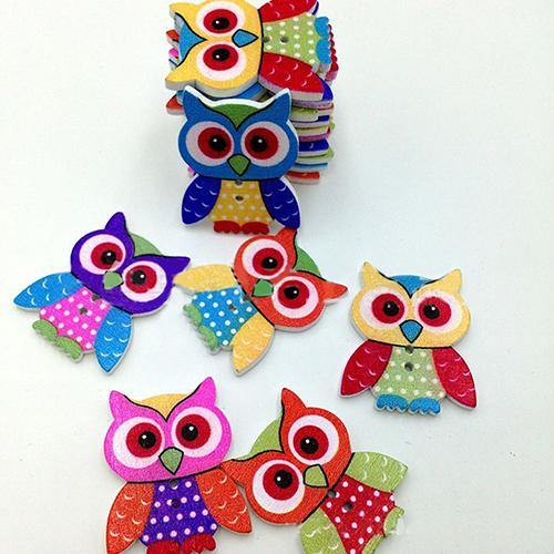 20Pcs 2 Holes Cartoon Owl Pattern Wooden Buttons For Sewing Sewing DIY Scrapbook - MRSLM