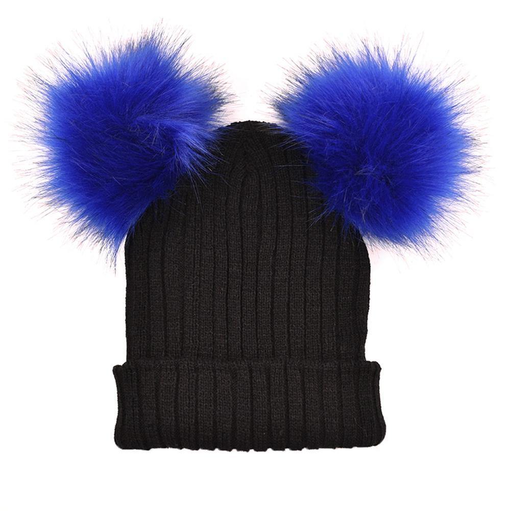 Fashion Knitted Faux Fur Ball Pom Pom Cute Women Lady Beanie Hat Warm Cap Gift - MRSLM