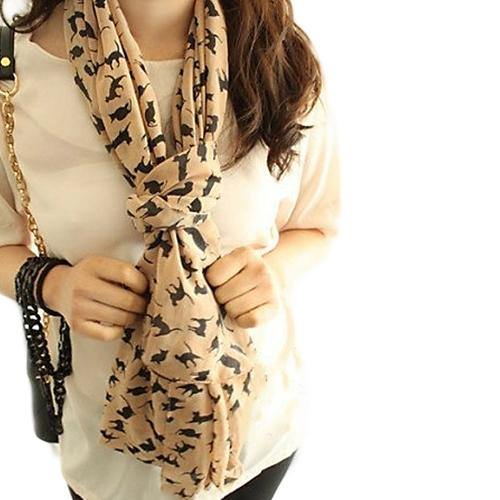 Women's Chiffon Sweet Cat Kitten Scarf Shawl Long Scarf Girls Xmas Gift - MRSLM