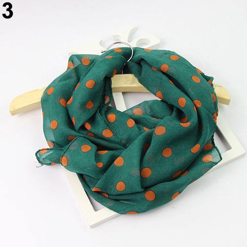 Women Dots Print Soft Cotton Long Soft Scarf Neck Shawl Scarves Beach Wrap Stole - MRSLM