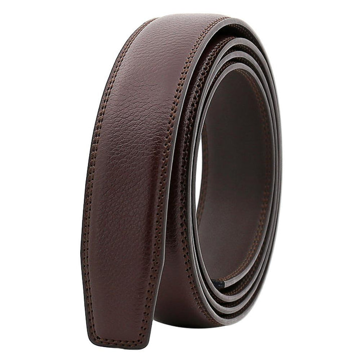 Business Men's Soft Faux Leather Belt No Buckle Wide Band Replacement Waistbelt - MRSLM