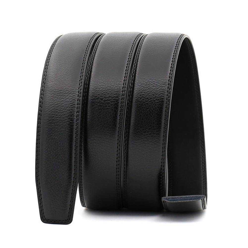 Business Men's Soft Faux Leather Belt No Buckle Wide Band Replacement Waistbelt - MRSLM