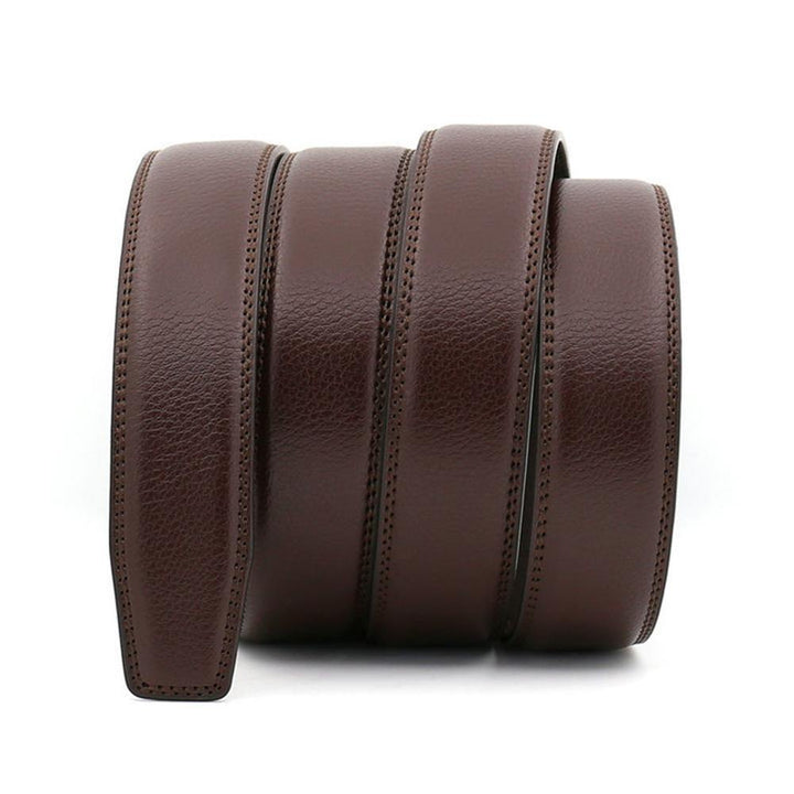 Business Men's Soft Faux Leather Belt No Buckle Wide Band Replacement Waistbelt - MRSLM