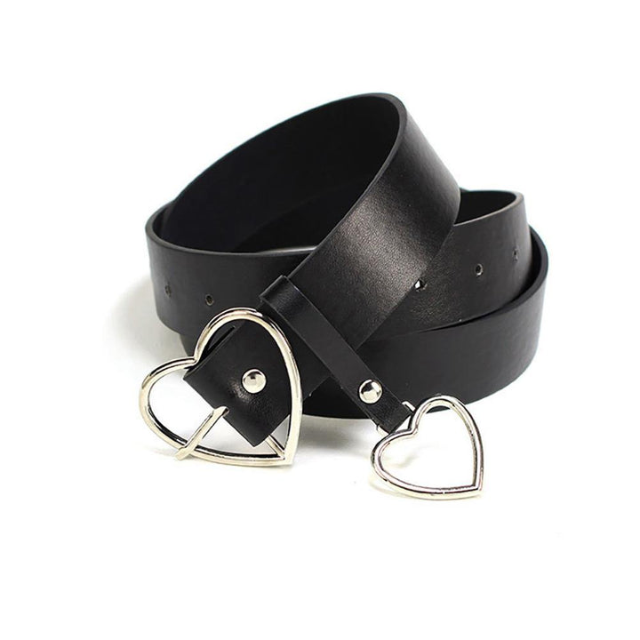 Women Party Dress Faux Leather Heart Metal Pin Buckle Waist Belt Strap Waistband - MRSLM