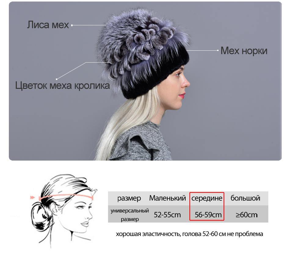 winter hat knitted women's natural mink fur hat fox pompom rabbit flowers stylish warm fashion girls real fur hats - MRSLM