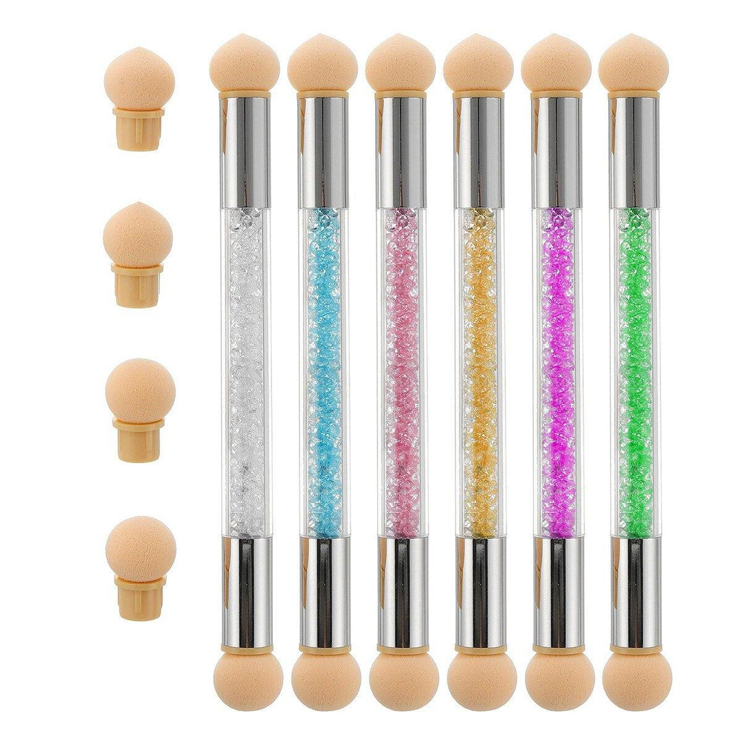 6Pcs Nail Tool Gradient Pen Halo Pen Light Therapy Point Color Glue Sponge Pen Double Head - MRSLM