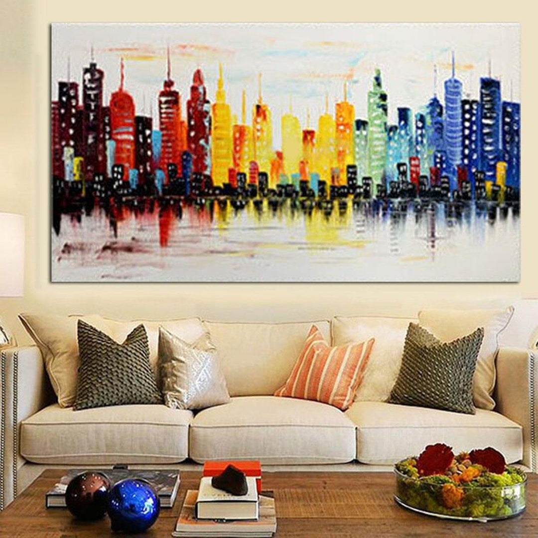 120X60CM Modern City Canvas Abstract Painting Print Living Room Art Wall Decor No Frame Paper Art - MRSLM