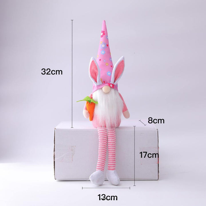 Bunny Elf Hold Egg Plush Cloth Doll Harvest Easter Rabbit Gnome Doll Long Mustache Faceless Slender Legs Bunny Elf - MRSLM