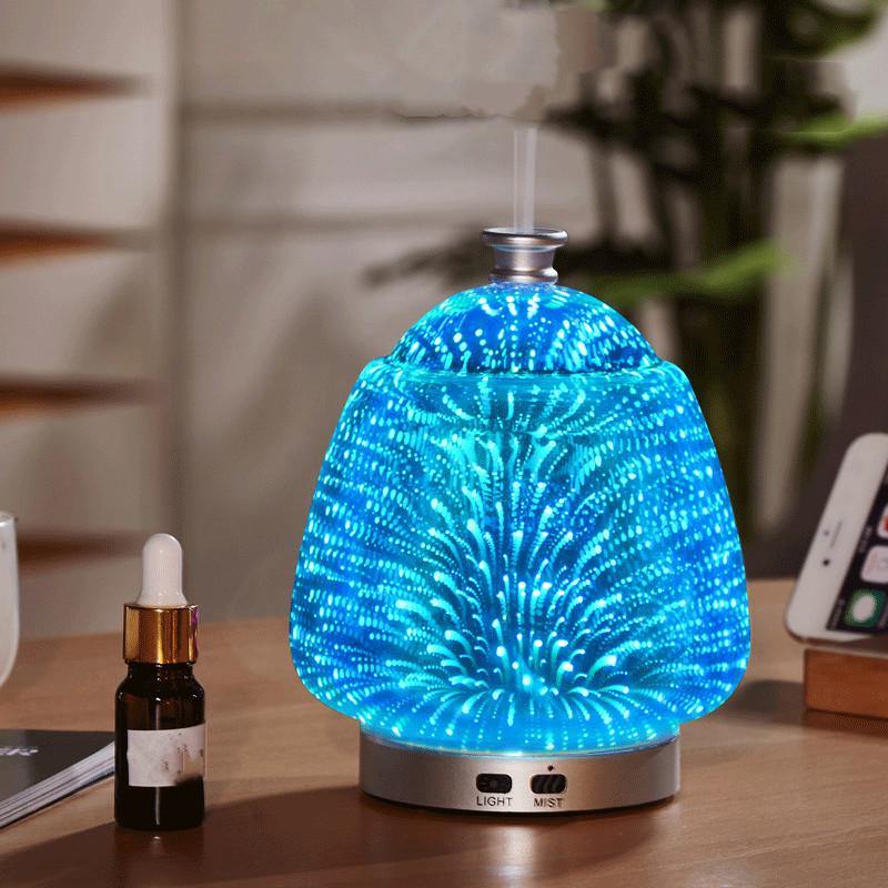 Colorful 3D Fireworks Glass Ultrasonic Essential Oil Aromatherapy Lamp - MRSLM