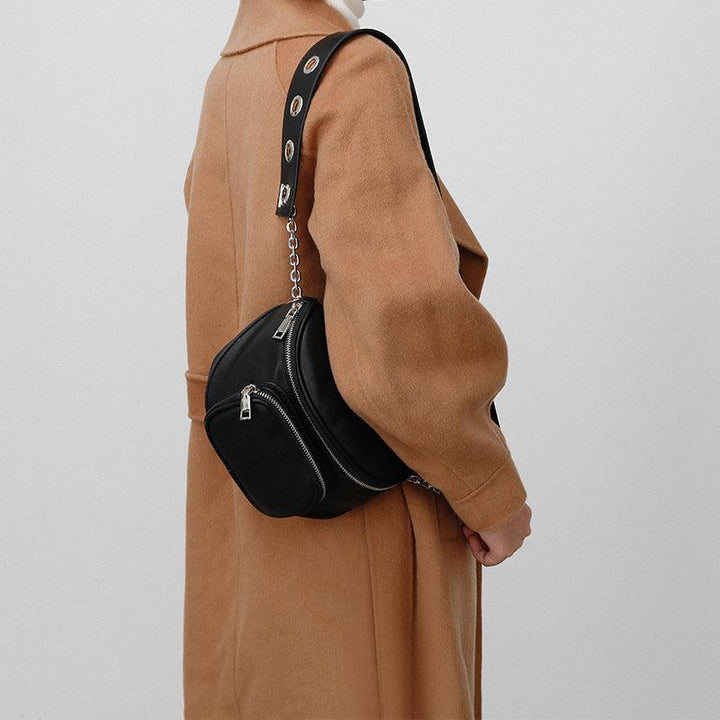 Simple Leather Semicircle Saddle Bag - MRSLM