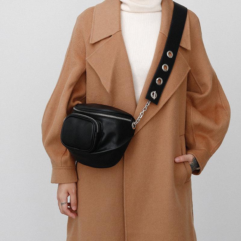 Simple Leather Semicircle Saddle Bag - MRSLM