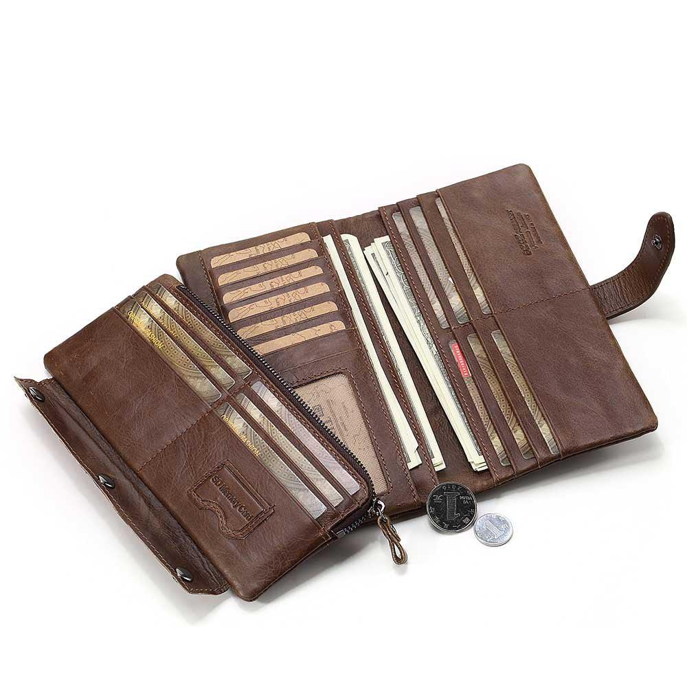 Leather Long Stitching Clutch Multifunctional Casual Wallet - MRSLM