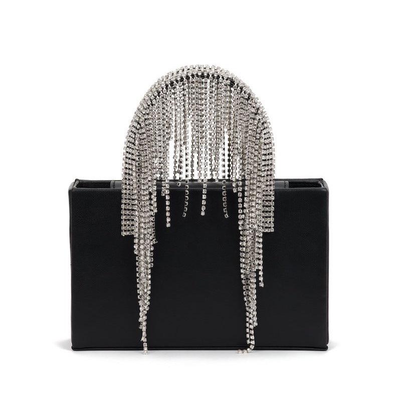 Tassel Rhinestone Handbag Chain Shoulder Messenger Bag - MRSLM