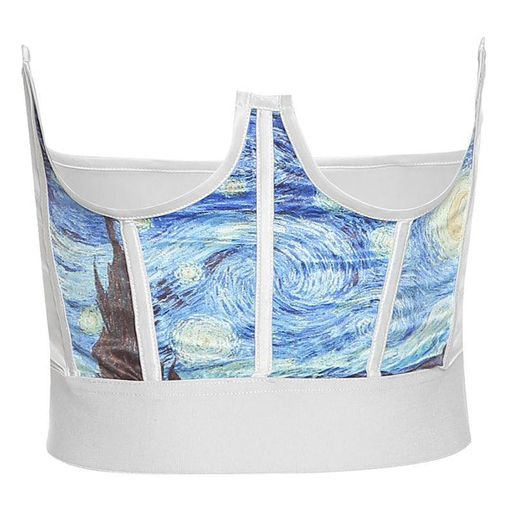 Shestyle Bone Wrap Corset Women Sexy 2021 Painting Galaxy Printed Shapwear Girdle Belt Feshion Streetwear - MRSLM