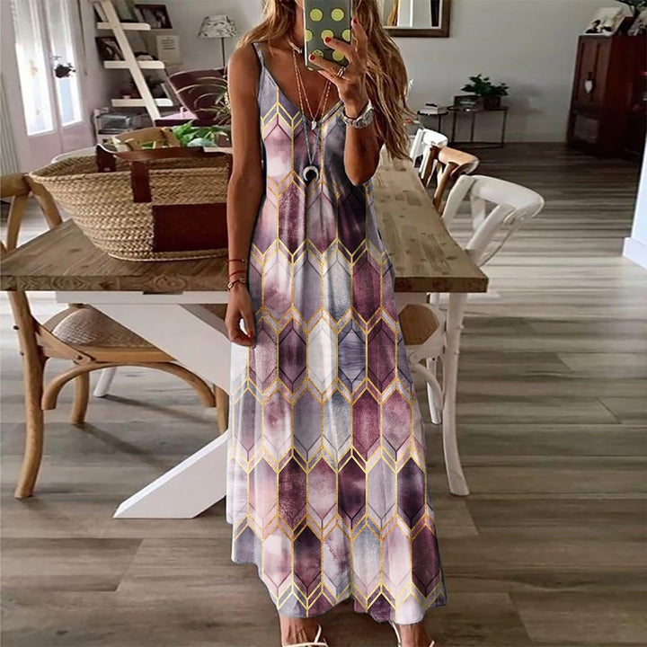 Summer Casual Printed Camisole Long Dress - MRSLM