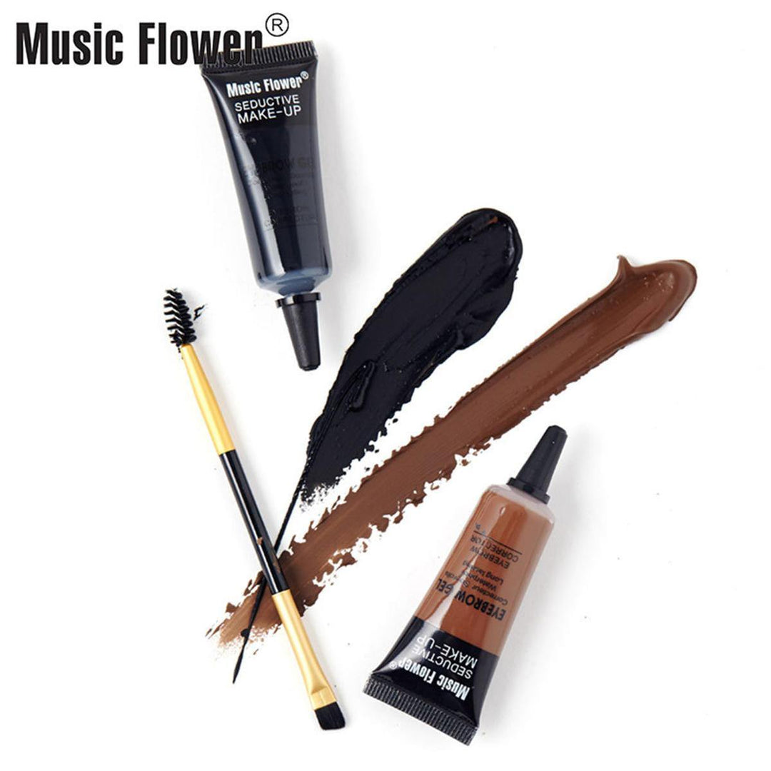 Music Flower 2 Color Eyebrow Gel Eye Brow Enhancers Waterproof Makeup Brush Set - MRSLM