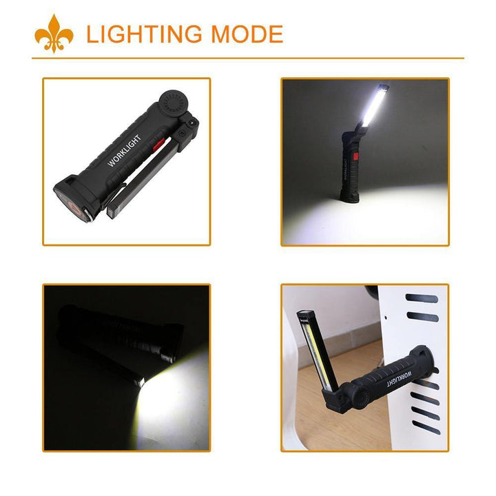 COB LED Tactical Flashlight USB Rechargeable Torch Waterproof Work Light Magnetic Lanterna Hanging Lamp For Night Lighting - MRSLM