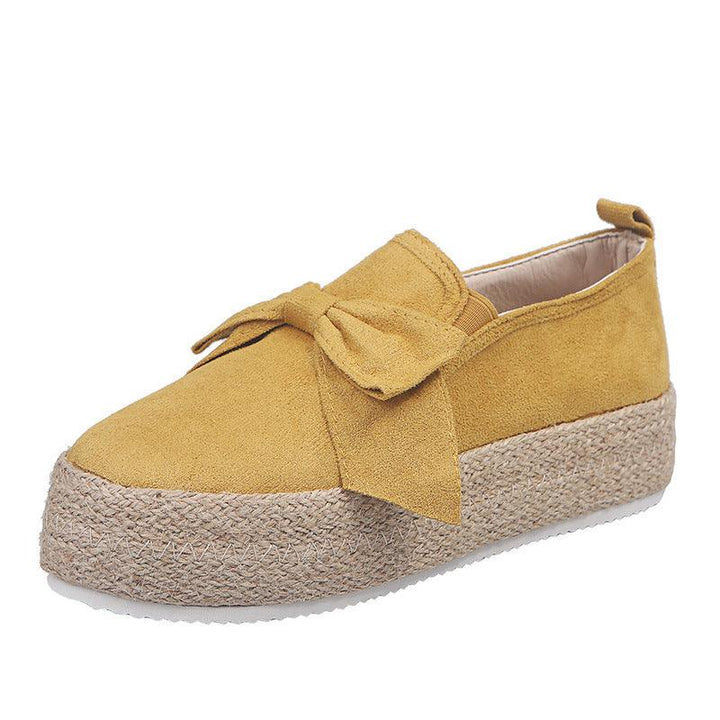 Womens Flats Shoes Espadrilles Flatforms Bowknot Suede Hemp Rope - MRSLM