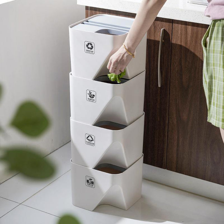 Kitchen Trash Can Recycle Bin Stacked Sorting Trash Bin Household Dry And Wet Separation Waste Bin Rubbish Bin for Bathroom - MRSLM