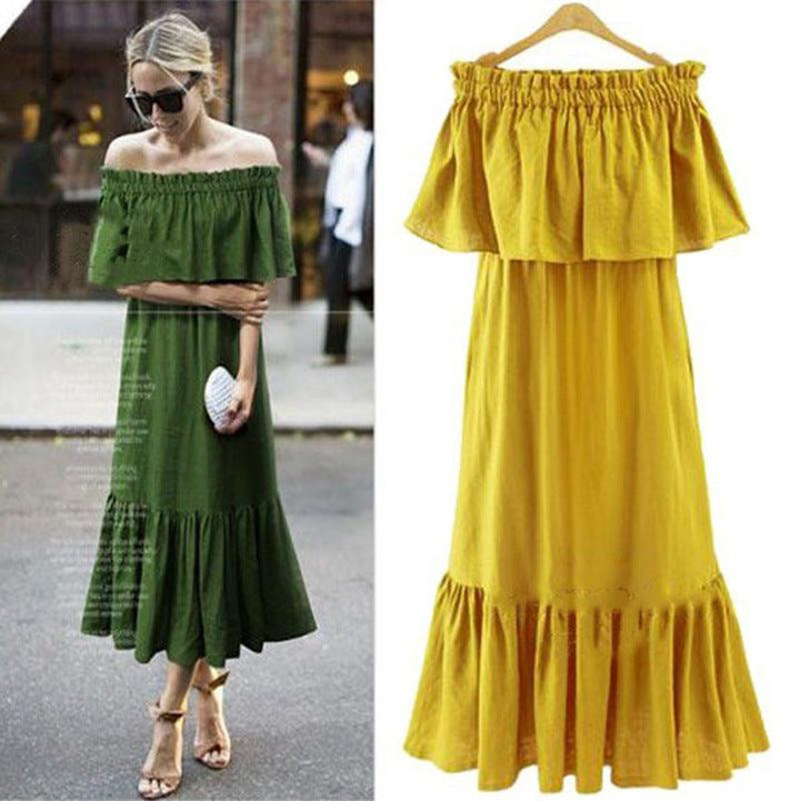 Ruffled slim long dress - MRSLM