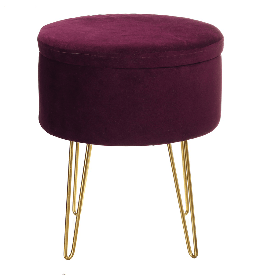 Velvet Storage Footstool Sofa Ottoman Footrest Makeup Dressing Table Stool Storage Box Bench Seat Chair Home Office Furniture - MRSLM