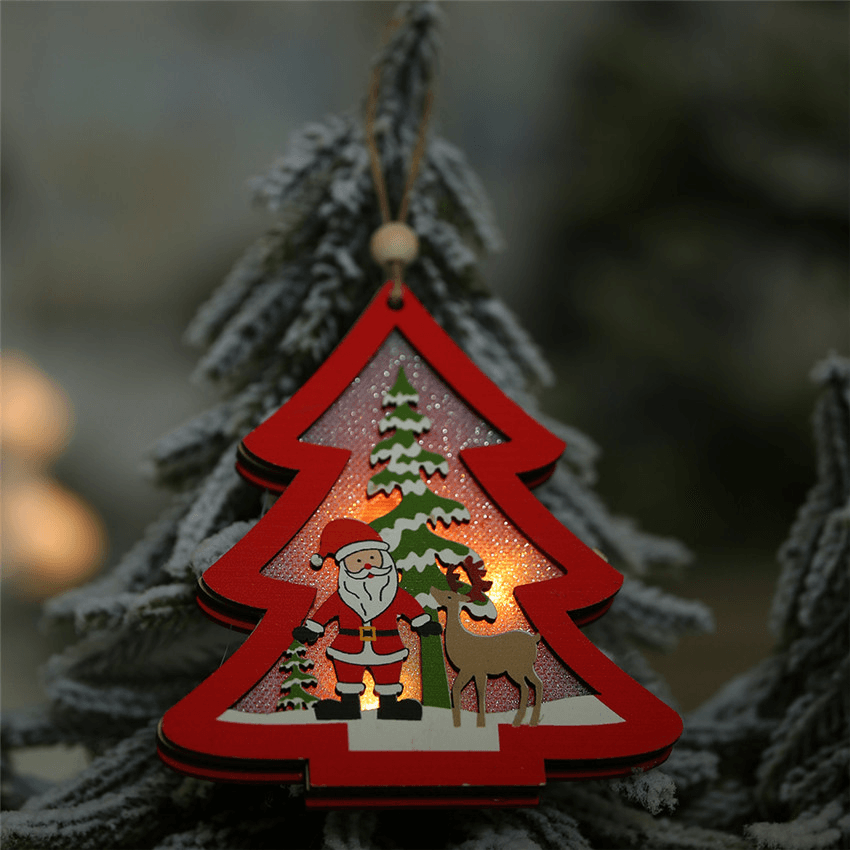 Christmas Star Wooden Pendants Ornaments Tree Decor Christmas Ornaments Hollow Wooden Pendant Creative Car Ornaments - MRSLM