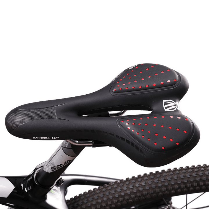 WHEEL up Bike Saddle Hollow Breathable Reflective Absorption Rainproof Soft Memory Sponge Cushion Bicycle Seat - MRSLM